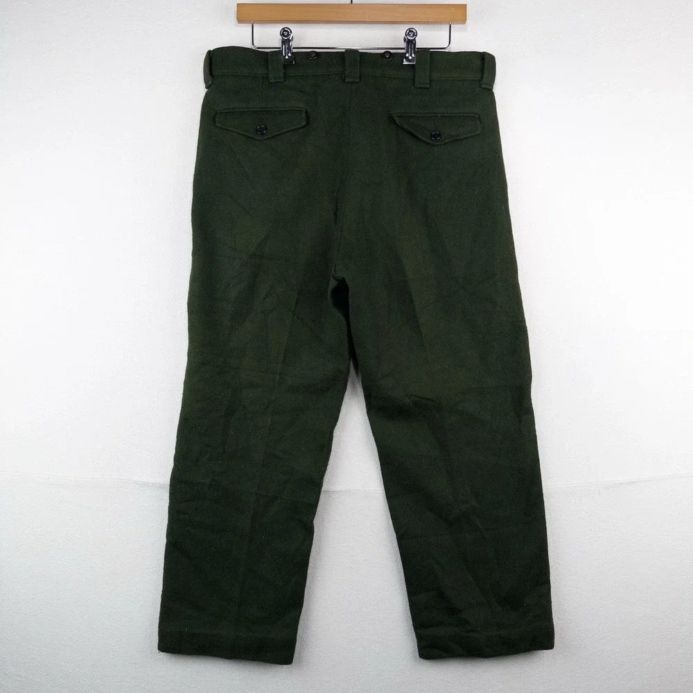 70's Vtg Woolrich Hunting Malone Pants 34x26 Wool Forest Green High Rise 12